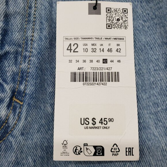 NEW Zara Mom Fit Jeans High Rise Slim Mom Leg Ankle Comfort Light Wash Blue 10 - Picture 2 of 9